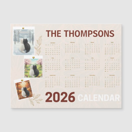 Aangepaste 2026 kalender met seizoenskat (Voorkant)