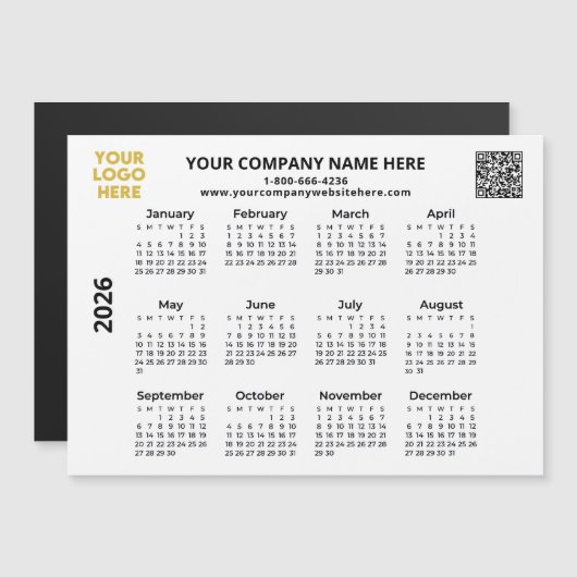 Aangepaste 2026 Logo QR Zakelijke Magnetische Kale (Voorkant / Achterkant)