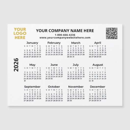 Aangepaste 2026 Logo QR Zakelijke Magnetische Kale (Voorkant)