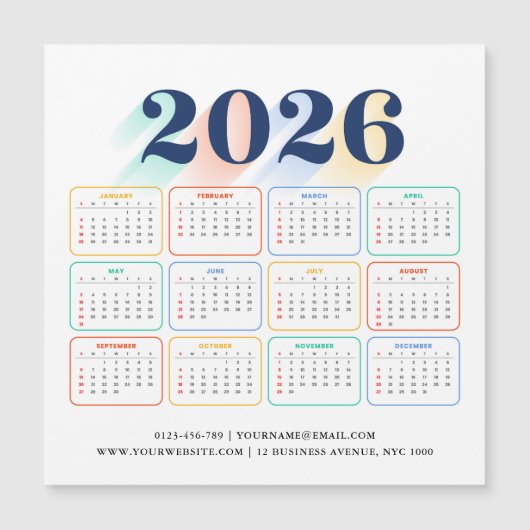 Aangepaste 2026 Magnetische Kalender – Modern & El (Voorkant)