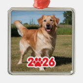 Aangepaste 2026 Pet Foto Metalen Ornament (Voorkant)