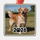 Aangepaste 2026 Pet Foto Metalen Ornament (Voorkant)