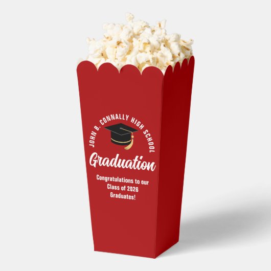 Aangepaste 2026 Rode Afstudeerfeest Popcorn Bedankdoosjes (Popped)