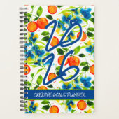 Aangepaste 2026 Sinaasappels & Blauwe Bloesem Plan Planner (Voorkant)