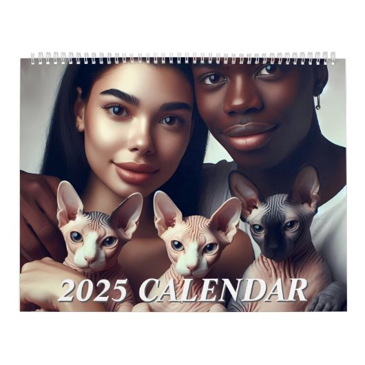 Aangepaste 2026 Sphynx katten huisdier familie fot Kalender (Hoes)