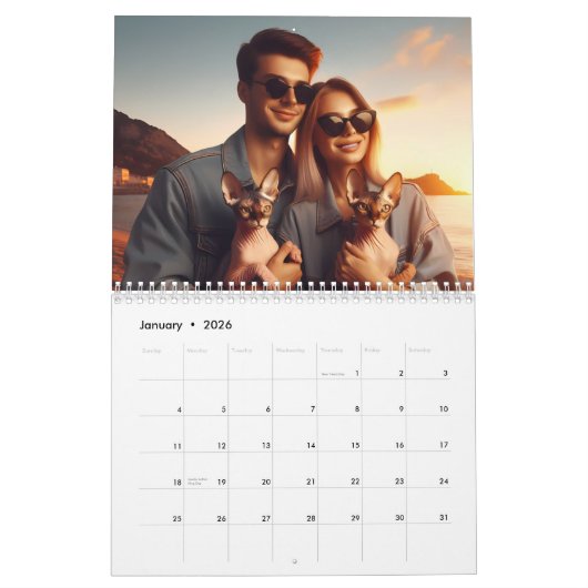 Aangepaste 2026 Sphynx Kitten Agenda Kalender (Jan 2026)