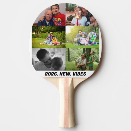 Aangepaste 2026 vibes 6 foto collage tafeltennisbatje (Voorkant)