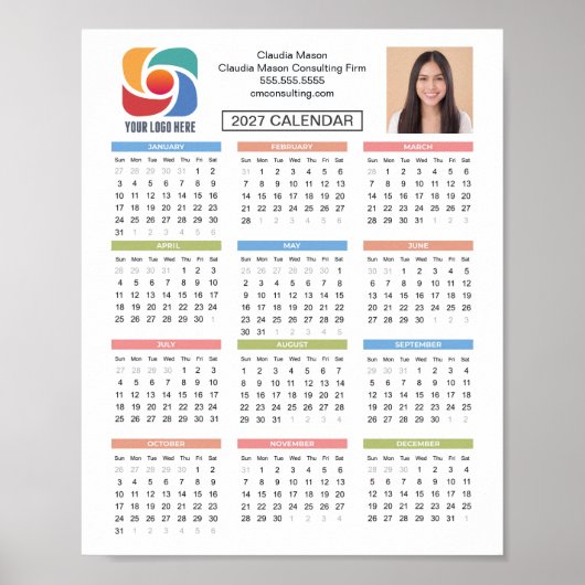 Aangepaste 2027 Agenda Zakelijk Logo Bedrijf Poster (Voorkant)
