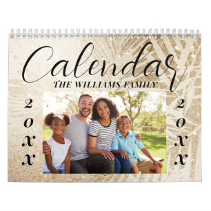 Aangepaste 2027 Elegante Script Gouden Familie Fot Kalender