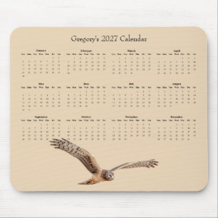Aangepaste 2027 Grauwe Kiekendief Vlucht Kalender Muismat