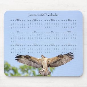 Aangepaste 2027 Osprey in Flight Bureaubladkalende Muismat