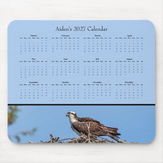 Aangepaste 2027 Osprey Natuur Bureaukalender Muismat (Voorkant)