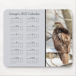Aangepaste 2027 Roodstaartbuizerd Bureaukalender Muismat