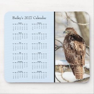 Aangepaste 2027 Roodstaartbuizerd Bureaukalender Muismat