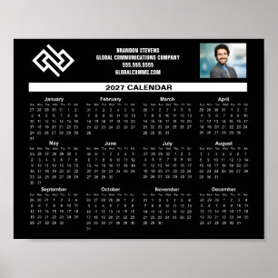 Aangepaste 2027 Zakelijke Office Agenda Zwart Bedr Poster