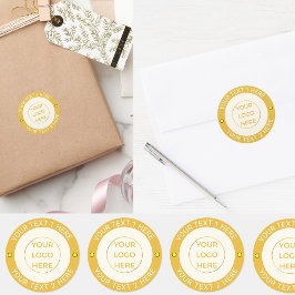 Aangepaste 20 Golden Company Logo & Tekst | elegan Ronde Sticker