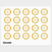 Aangepaste 20 Golden Company Logo & Tekst | elegan Ronde Sticker (Vel)
