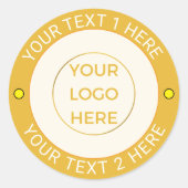 Aangepaste 20 Golden Company Logo & Tekst | elegan Ronde Sticker (Voorkant)