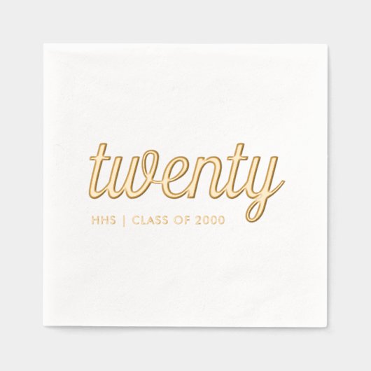 Aangepaste 20e reünie moderne gouden folie servett folie servetten (Voorkant)