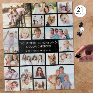 Aangepaste 21 Foto Collage Persoonlijke Zwarte Legpuzzel