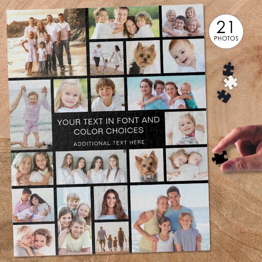 Aangepaste 21 Foto Collage Persoonlijke Zwarte Legpuzzel