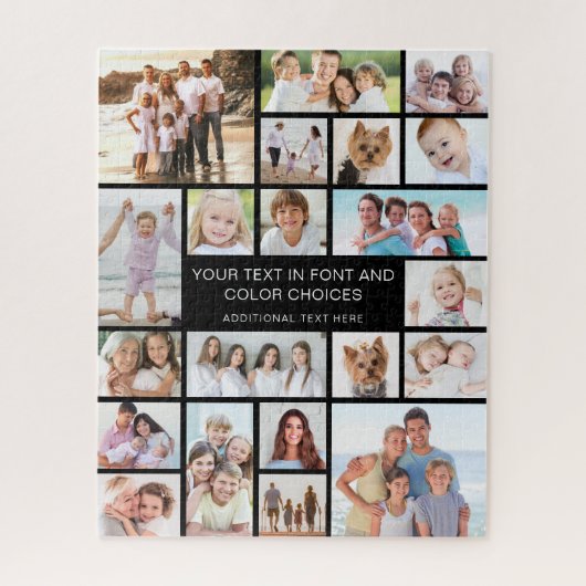 Aangepaste 21 Photo Collage Gepersonaliseerd Zwart Legpuzzel (Verticaal)