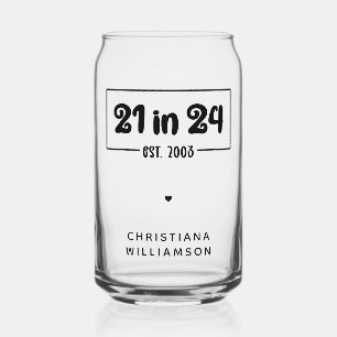 Aangepaste 21e verjaardag 21 in 24 Est 2003 Verjaa Blikvorm Glas