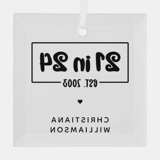 Aangepaste 21e verjaardag 21 in 24 Est 2003 Verjaa Glas Ornament (Achterkant)