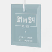 Aangepaste 21e verjaardag 21 in 24 Est 2003 Verjaa Glas Ornament (Voorkant links)