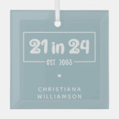 Aangepaste 21e verjaardag 21 in 24 Est 2003 Verjaa Glas Ornament (Voorkant)