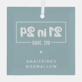 Aangepaste 21e verjaardag 21 in 24 Est 2003 Verjaa Glas Ornament (Achterkant)