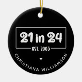 Aangepaste 21e verjaardag 21 in 24 Est 2003 Verjaa Keramisch Ornament (Voorkant)