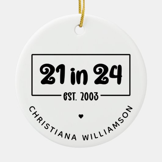 Aangepaste 21e verjaardag 21 in 24 Est 2003 Verjaa Keramisch Ornament (Voorkant)