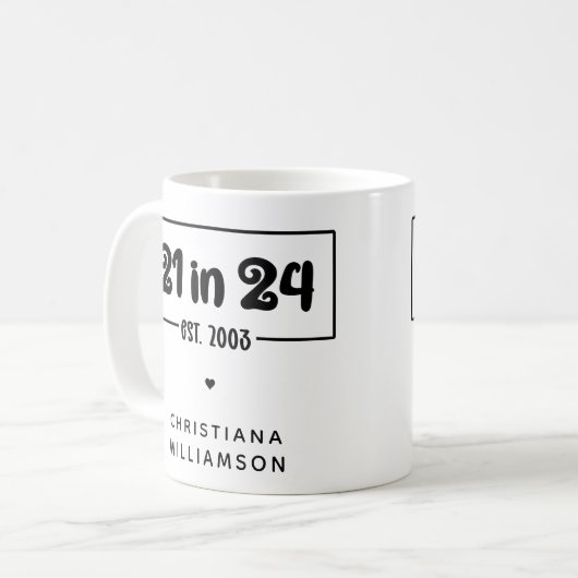 Aangepaste 21e verjaardag 21 in 24 Est 2003 Verjaa Koffiemok (Voorkant links)