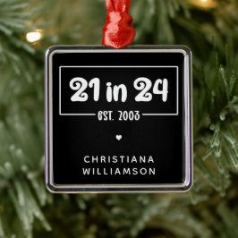 Aangepaste 21e verjaardag 21 in 24 Est 2003 Verjaa Metalen Ornament