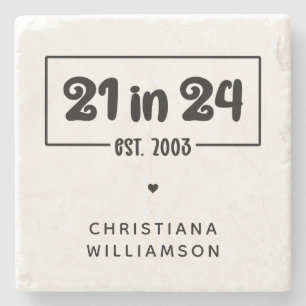 Aangepaste 21e verjaardag 21 in 24 Est 2003 Verjaa Stenen Onderzetter