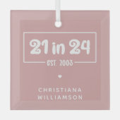 Aangepaste 21e verjaardag 21 in 24 Gesticht 2003 V Glas Ornament (Voorkant)