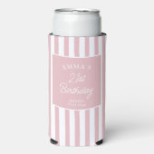 Aangepaste 21e verjaardag Preppy Roze Gestreepte F Seltzer Blikjeskoeler (Seltzer Voorkant)