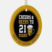 Aangepaste 21e Verjaardag Proost & Bier tot 21 jaa Keramisch Ornament (Rechts)