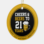 Aangepaste 21e Verjaardag Proost & Bier tot 21 jaa Keramisch Ornament (Links)