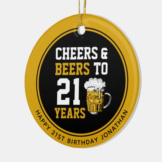 Aangepaste 21e Verjaardag Proost & Bier tot 21 jaa Keramisch Ornament (Links)
