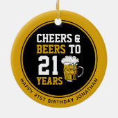Aangepaste 21e Verjaardag Proost & Bier tot 21 jaa Keramisch Ornament (Achterkant)
