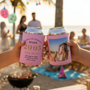Aangepaste 21e verjaardag Roze Goud Met Foto Blikjeskoeler