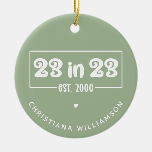 Aangepaste 23e verjaardag cadeau 23 in 23 Est 2000 Keramisch Ornament (Voorkant)