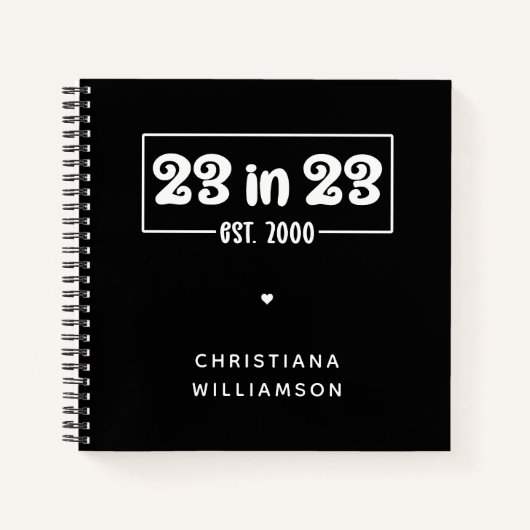 Aangepaste 23e verjaardag cadeau 23 in 23 Est 2000 Notitieboek (Voorkant)