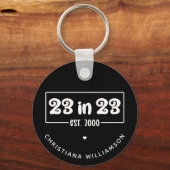 Aangepaste 23e verjaardag cadeau 23 in 23 Est 2000 Sleutelhanger (Voorkant)