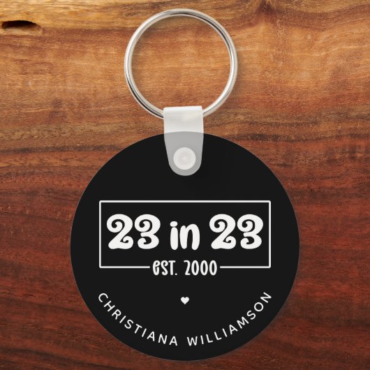 Aangepaste 23e verjaardag cadeau 23 in 23 Est 2000 Sleutelhanger (Voorkant)