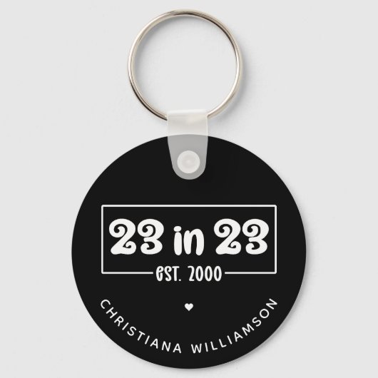 Aangepaste 23e verjaardag cadeau 23 in 23 Est 2000 Sleutelhanger (Achterkant)