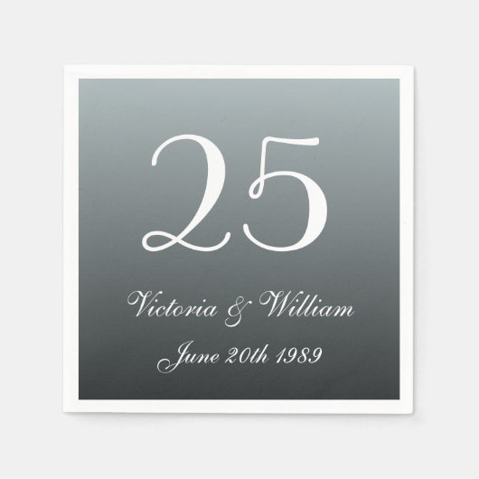 Aangepaste 25e bruiloft Jubileum Party servetten (Voorkant)