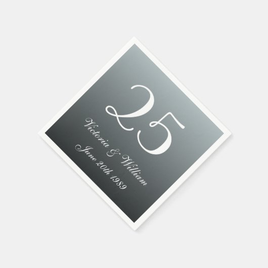 Aangepaste 25e bruiloft Jubileum Party servetten (Hoek)